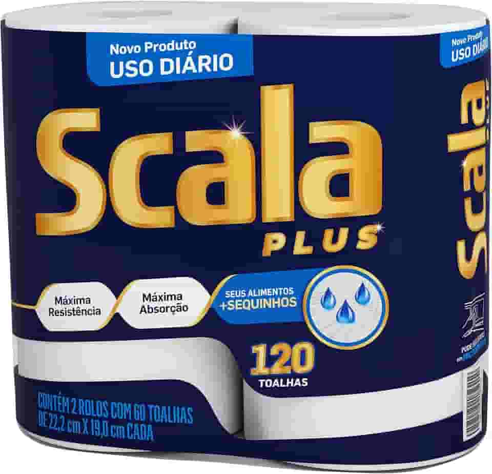 Scala Plus Papel Toalha, 120 Toalhas (2 Rolos de 60 Toalhas Cada)