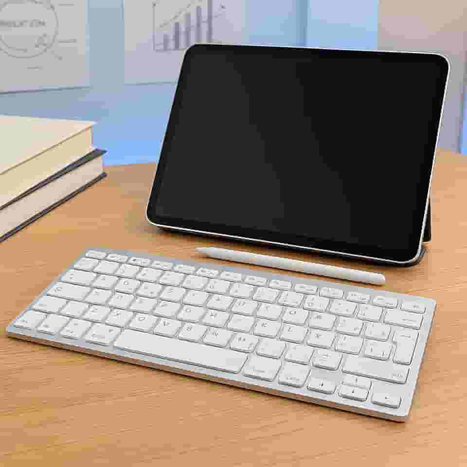 Teclado Premium Sem Fio Bluetooth Ultra Fino, Compatível Com Android, iOS, Windows, ABNT2, Leve, Certificação Anatel, Marca VARENZIA