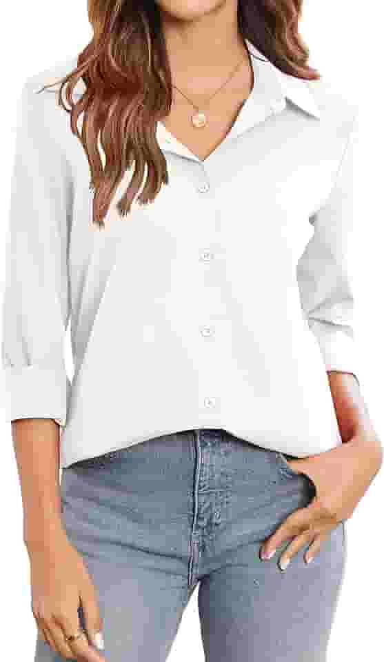 Feminino Camisas Sociais, Blusas De Trabalho Casuais, Manga Comprida, Com Botões, Para Profissional, Tamanho Grande