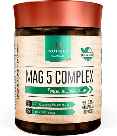 Nutrify Complexo Mag 5 – 90 Cápsulas - Suplemento Fonte de Magnésio para Equilíbrio e Bem-Estar