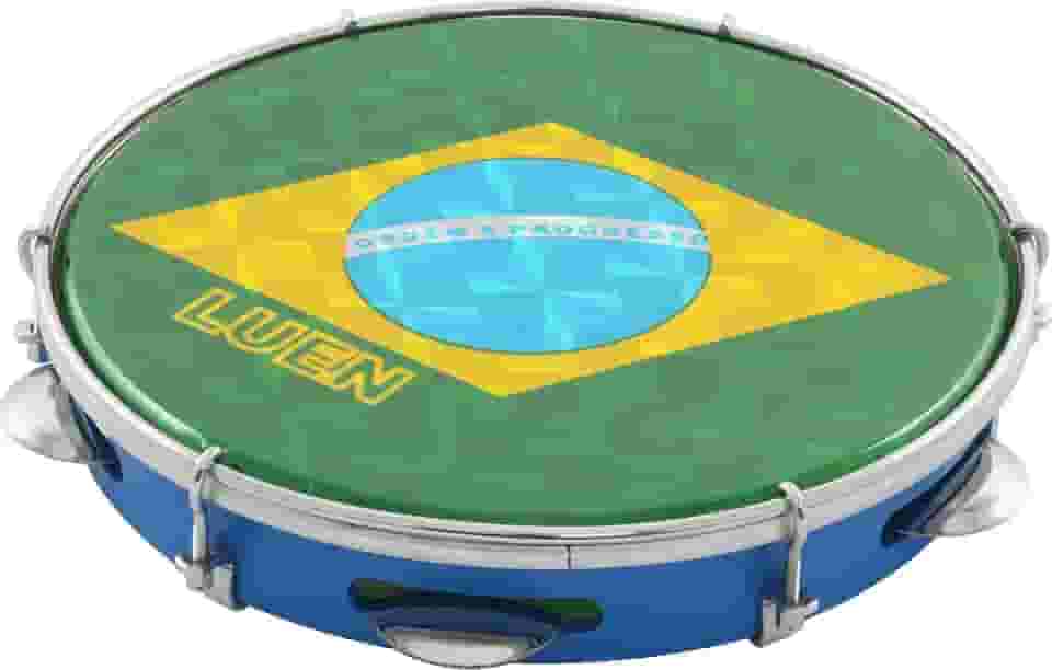Pandeiro 10' Abs Azul 6 Afin Plat Inx Ferragem Cromada Bandeira