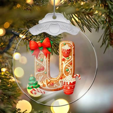 Enfeites de Natal pendurados, decoração de férias, arte de enfeite de letra U, decoração de interiores de carro, enfeite de árvore de Natal para pendurar artesanato colecionáveis para presente de