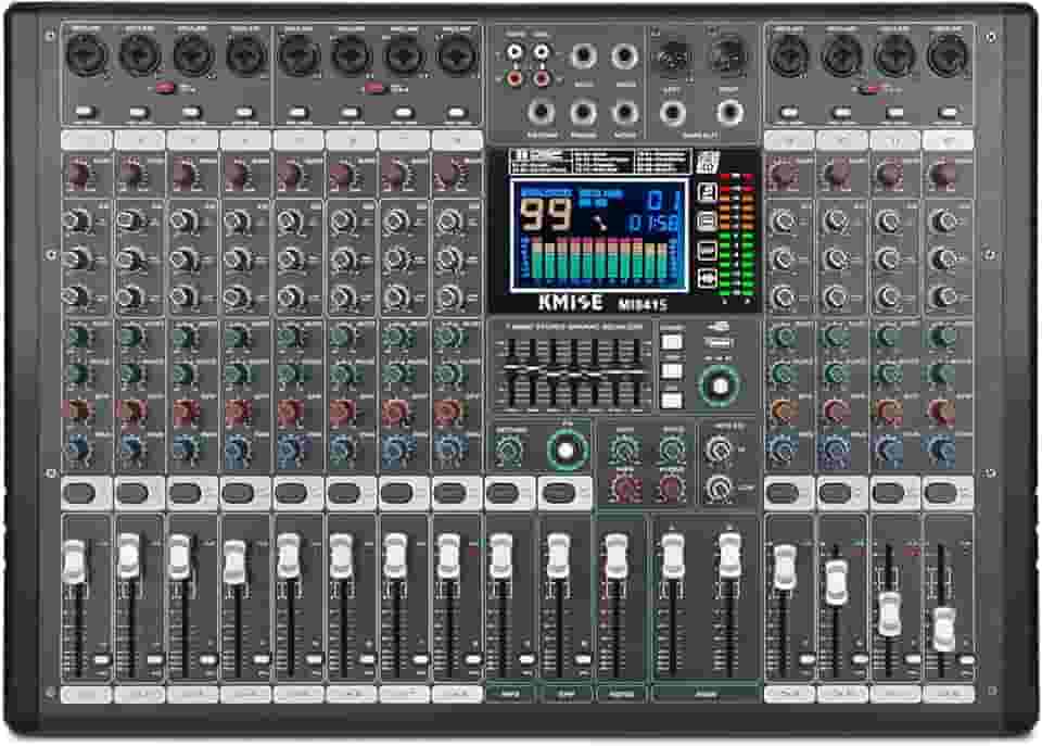 Kmise Mesa De Som Digital Pro-Series 12 Canais, Console Interface Com Recursos Dj, Equalizador 7 Bandas, Display Led 48 V E Saída Usb/Sd/Fm/Wma