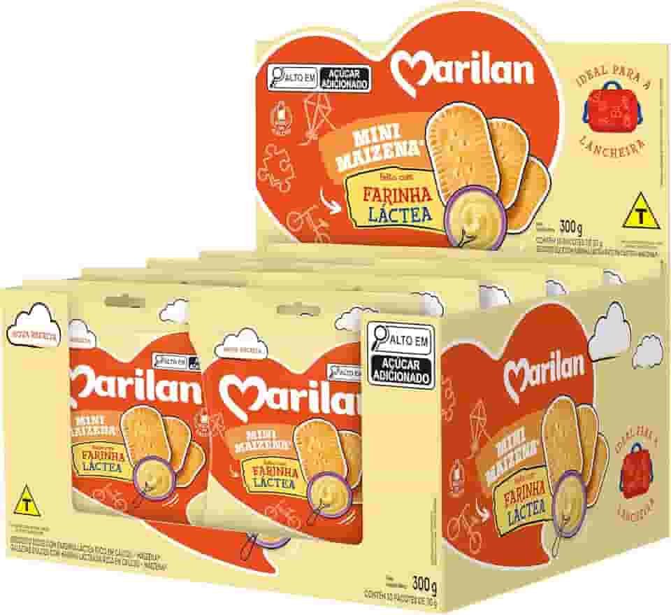 Biscoito Mini Maizena Marilan Farinha Láctea Sachê 30g Display Com 10 Pacotes