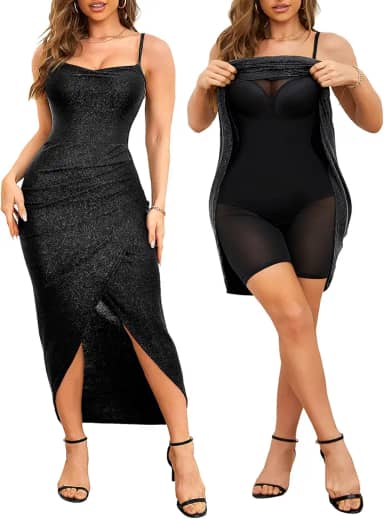 Vestidos modeladores para convidados de casamento Buit in Bra em camadas, formal, alças finas, costas nuas, vestido colado ao corpo