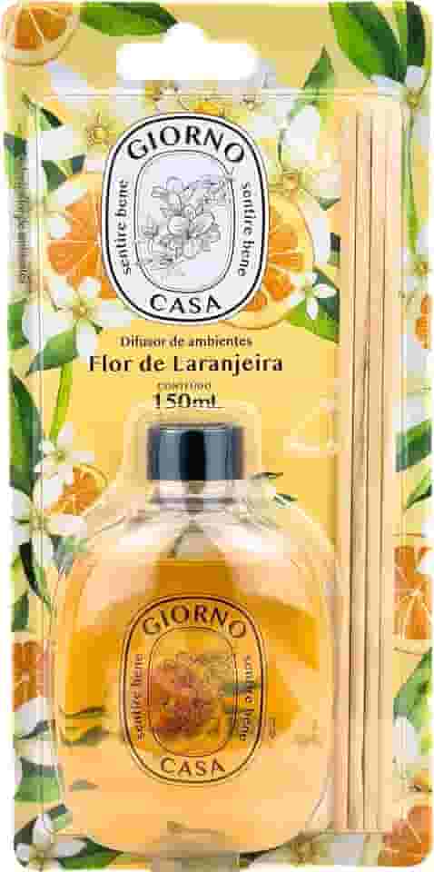 Giorno Casa, Difusor de fragrância para casa perfumada e aromatizada (Aromatizador de varetas), Aroma Flor de Laranjeira, 150ml, Laranja