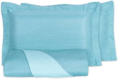 Kit Colcha Queen Cobre Leito 3 Peças Dupla Face Porta Travesseiro Aba Americana, Leve, Respirável, Macio (Verde Água, Queen)