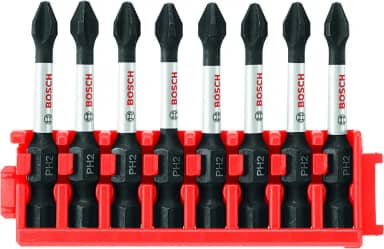BOSCH Brocas CCSPH2208 8 peças resistentes a impacto Phillips P2 Power Bits com clipe para sistema de capa personalizada