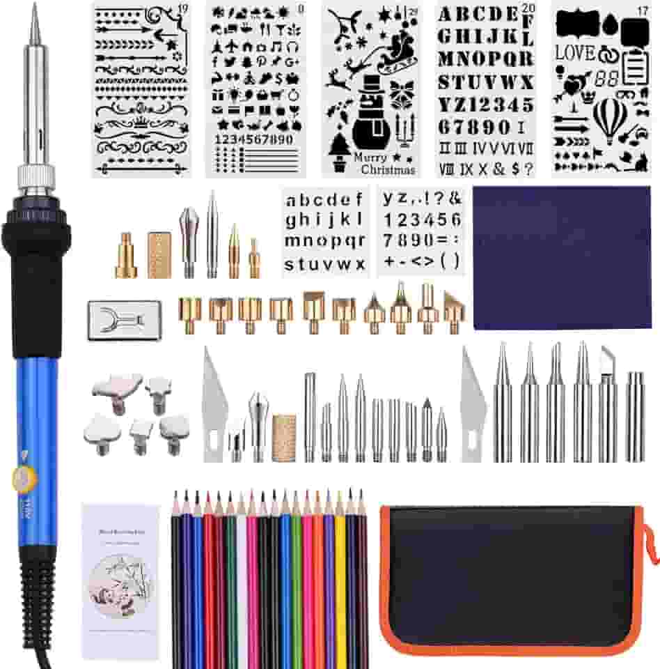 Kit De Queima De Madeira,Sailsbury 79pcs kit de ferramentas de queima de madeira caneta de pirogra profissional conjunto de ferro de solda temperatura ajustável de 200-450 ℃ para iniciantes adultos es