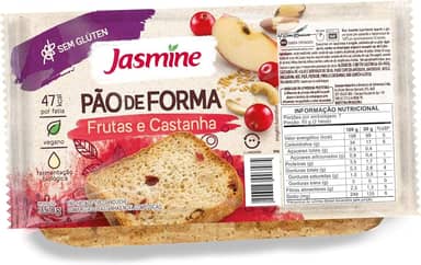 Jasmine Pão de Forma com Frutas e Castanhas Sem Glúten 350g