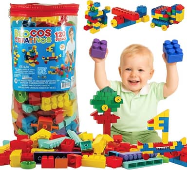 Blocos de Montar Brinquedo Educativo Construção 120 Peças Grande Brinquedo Para Crianças Bebê Infantil