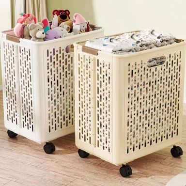 Cestos de Roupa Suja Retrátil Dobrável de Chão com Rodinhas Organizador Multiuso para Casa