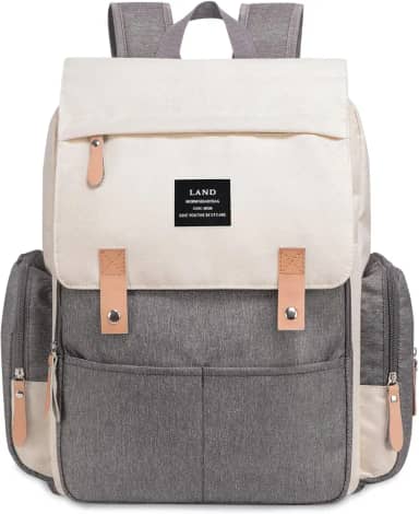 THE LAND Bolsa Mochila Maternidade, Original, Modelo Luxury, Marca d’água LANDUO, Até 7kg, 16 Bolsos Funcionais, Trocador, Ganchinhos, Impermeável, Térmica, Oxford 600D.