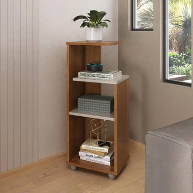 Mesa de Apoio com prateleiras BIS cor Cinamomo/Off White - Artely