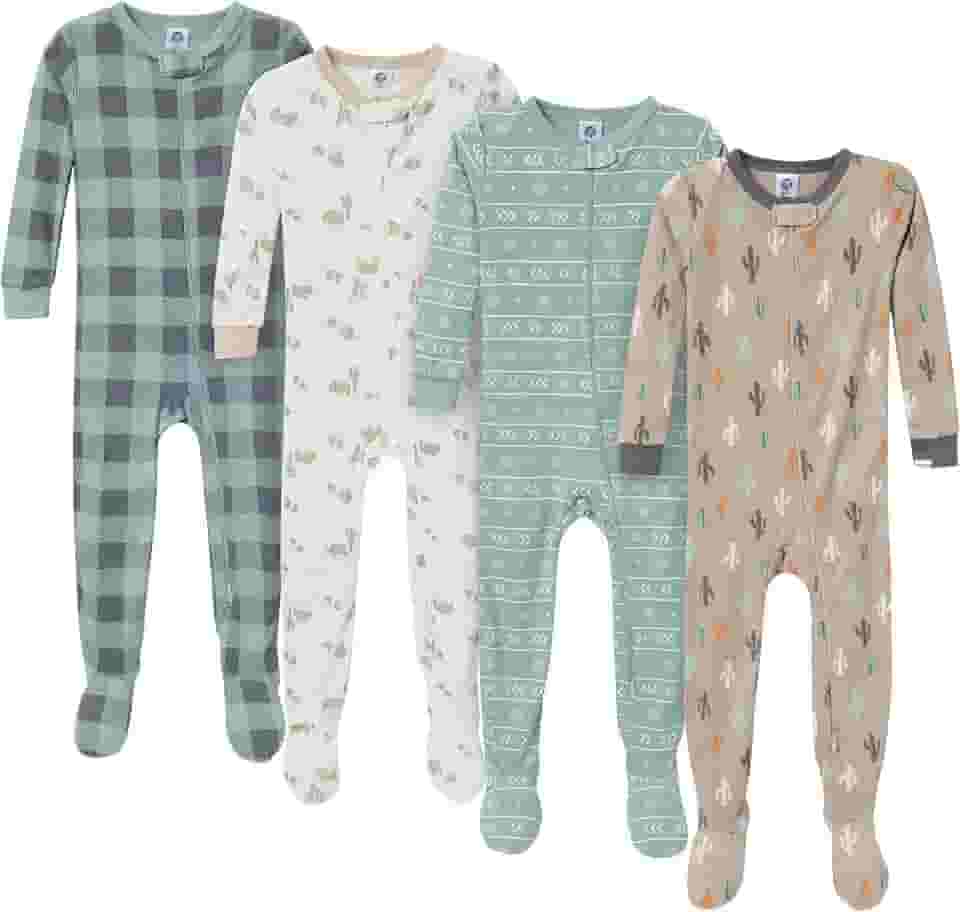 Macacão de dormir para bebês Baby-boys 4-pack Footed Pajamas GerberMeninos
