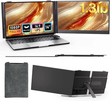 Extensor de Tela de Notebook de 14' - Monitor Portátil para Notebook FHD 1080P Plug & Play Monitor Duplo para Viagem para Notebooks Windows/Mac - S8X - 08