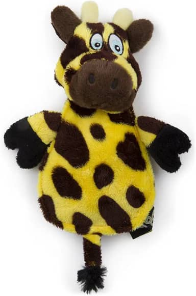 goDog Flattie Girafa Silent Squeak Brinquedo de pelúcia para cães com tecnologia de proteção de mastigação - amarelo/marrom, grande