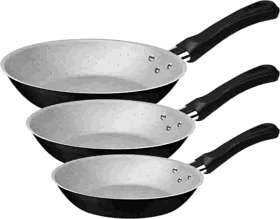 Jogo de Frigideiras Tramontina Caribe em Alumínio com Revestimento Interno e Externo Antiaderente Starflon Max Preto 03 Peças