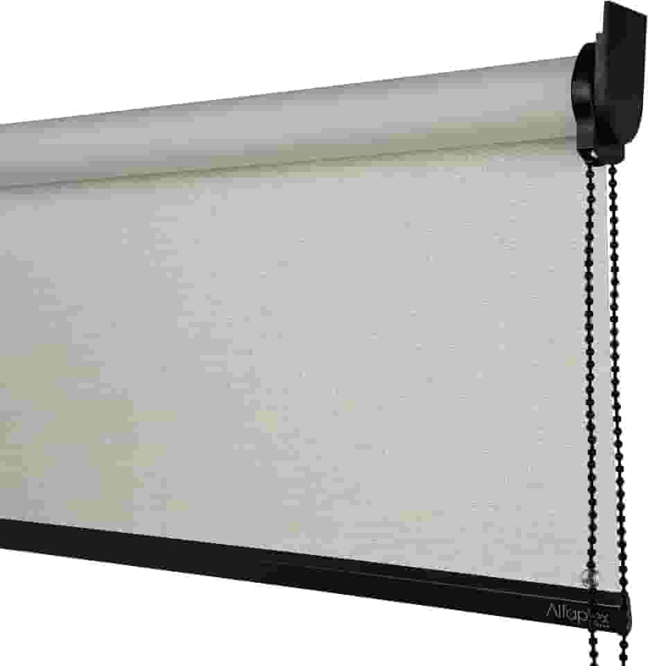 Cortina Persiana Rolo Blackout SOB MEDIDA comando lado DIREITO (SEM BANDÔ) (Linho Natural - Acabamento Preto, 2,40 (lar) x 1,50 (alt))