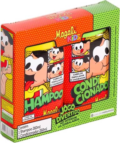 Turma da Mônica Kids, Kit Infantil, Shampoo e Condicionador, Para cabelos Ondulados e Cacheados, Magali, 2 X 260ml