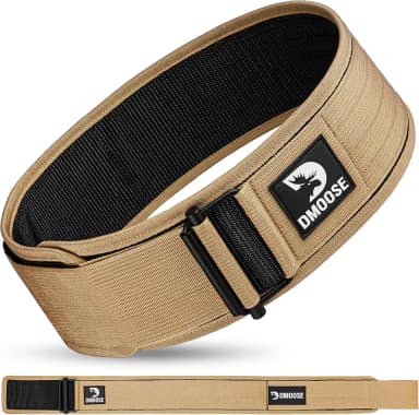 Cinto de levantamento de peso DMoose – Cinto de ginástica com trava automática para treinamento olímpico, WOD, Cross Training para homens e mulheres – Cinto de treino de nylon de 10 cm com fivela ajustável – oferece suporte lombar e estabilidade