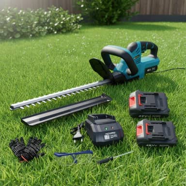 Led Tools Aparador de Cerca Viva a Bateria 48V Intercambível Profissional Azul e Preto