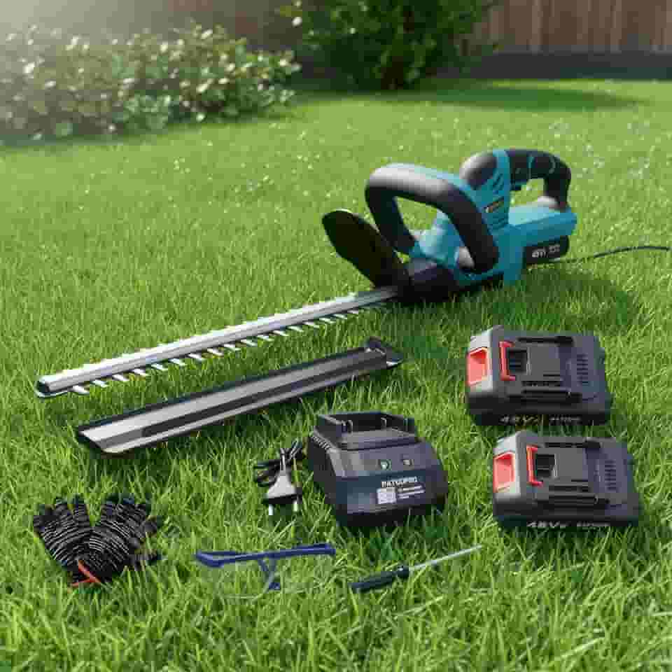 Led Tools Aparador de Cerca Viva a Bateria 48V Intercambível Profissional Azul e Preto