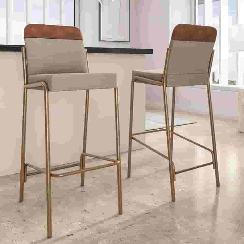 Kit 2 Banquetas Altas Duo Carraro Areia e Rosê