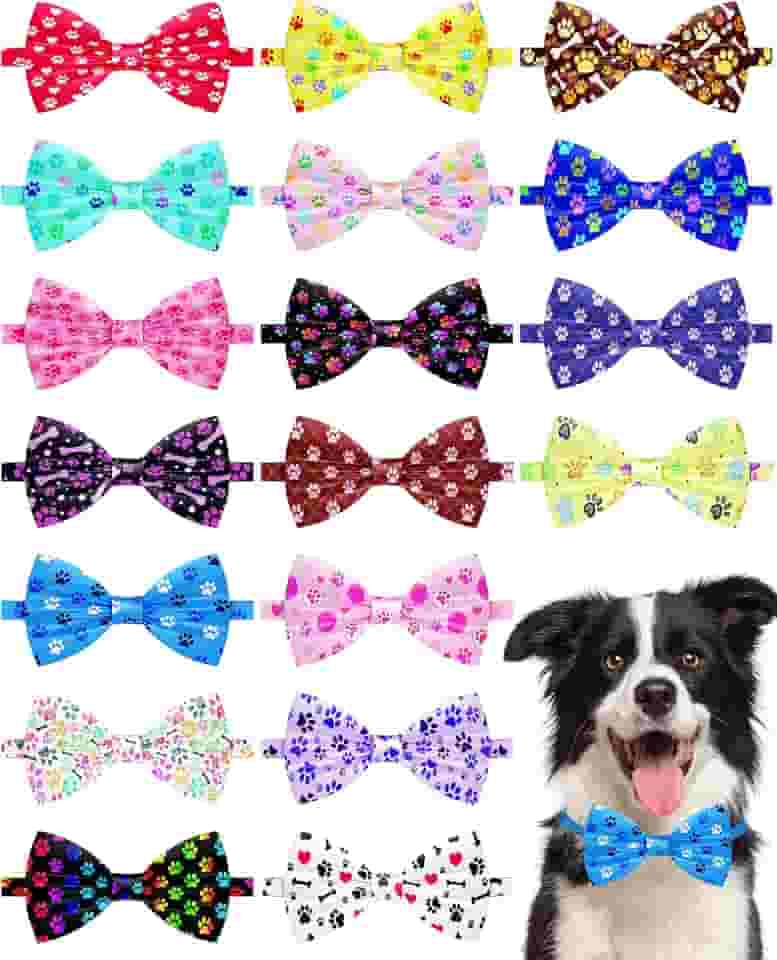 PET SHOW Pacote com 18 gravatas borboleta para cães grandes, médias, barbatanas ajustáveis, laços coloridos, festa de aniversário, férias, acessórios aleatórios para cuidados com animais de estimação