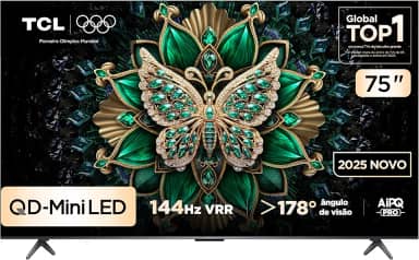 Smart TV TCL 75 Polegadas QLED Mini LED 4K C6K WiFi Bluetooth Google TV 4 HDMI 144Hz HDR10+ 75C6K