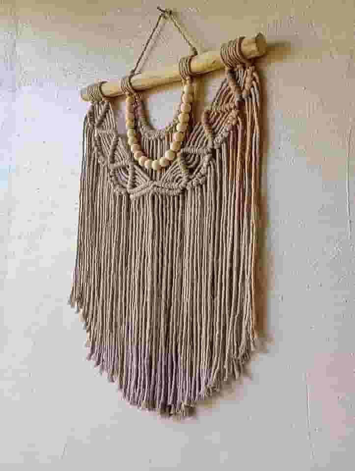 Painel em macrame Decoração moderna boho chic escandinavo minimalista feito a mão