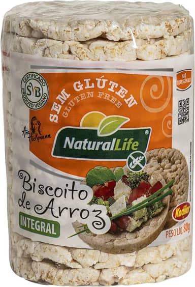 Biscoito de Arroz Integral Grande Natural Life - Sem Glúten - Vegano - 80g