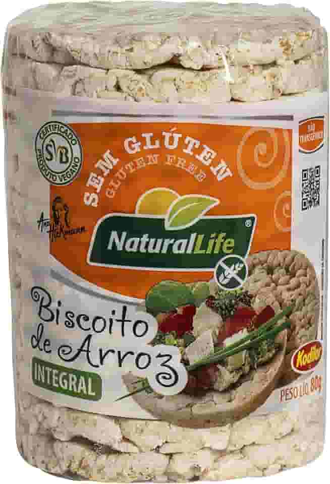 Biscoito de Arroz Integral Grande Natural Life - Sem Glúten - Vegano - 80g