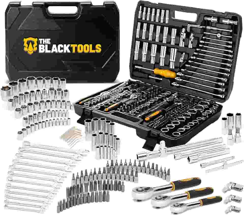 Jogo de Soquetes e Chaves 216 Peças The Black Tools TKF216 – Encaixe 1/4", 3/8", 1/2" Maleta Organizada – Aço Cromo Vanádio