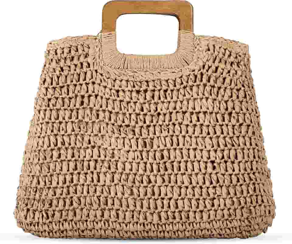 Bolsas de praia femininas - Bolsa de palha com zíper, bolsa de praia de tecido macio, bolsa de ombro casual de palha para uso diário
