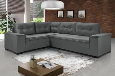 Sofá Viena Canto Fixo Suede Living Casa Imperial (CINZA 380)