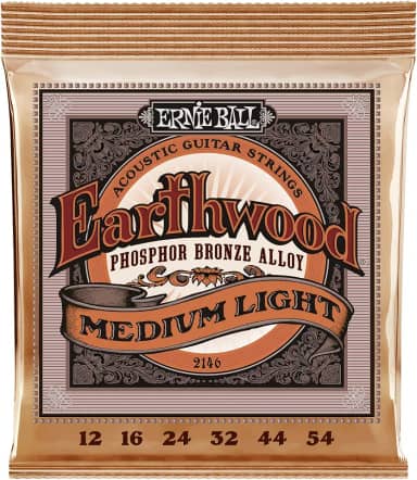 Encordoamento 012-054 Ernie Ball P02146, para Violão Aço, Earthwood Tensão Média-Leve Phosphor Bronze
