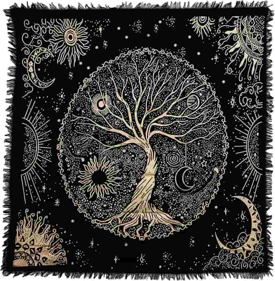 Indian Consigners Toalha de mesa em tecido de altar árvore da vida, árvores celtas, ritual espiritual para lugares sagrados, toalha de mesa de tarô quadrada de algodão 36 por Golden ICAC039