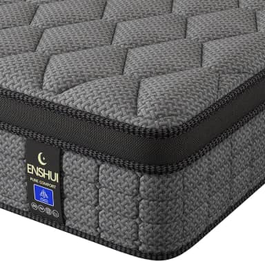 ENSHUI Colchão Queen híbrido de 30 cm em uma caixa, colchões firmes médios com espuma viscoelástica de gel e molas de bolso, alívio de pressão, resfriamento, suporte de borda, teste de 100 noites