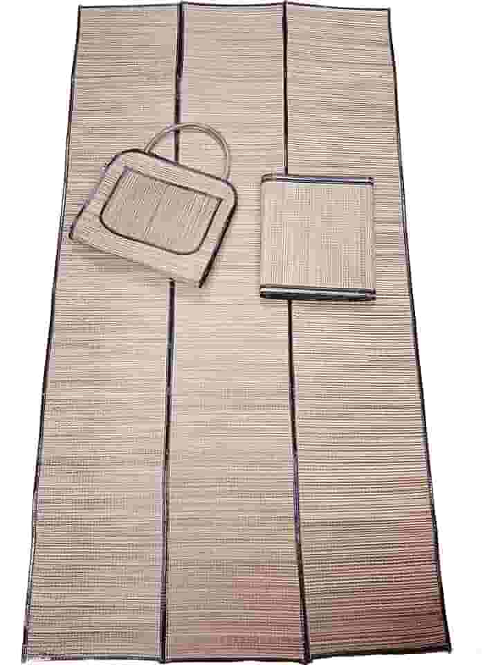 Bolsa Com Esteira De Praia De Palha Natural (Preto)